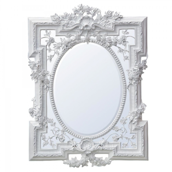 Florette White Clay Paint Bevelled Mirror 