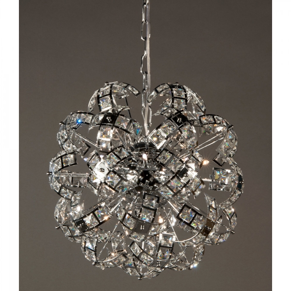 Contemporary  Chrome and Crystal  Ball  Chandelier 
