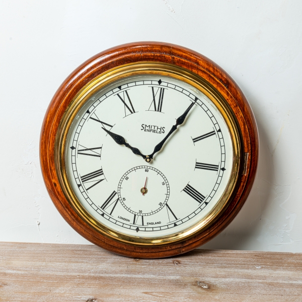 Hardwood Frame Wall Clock with Seconds
