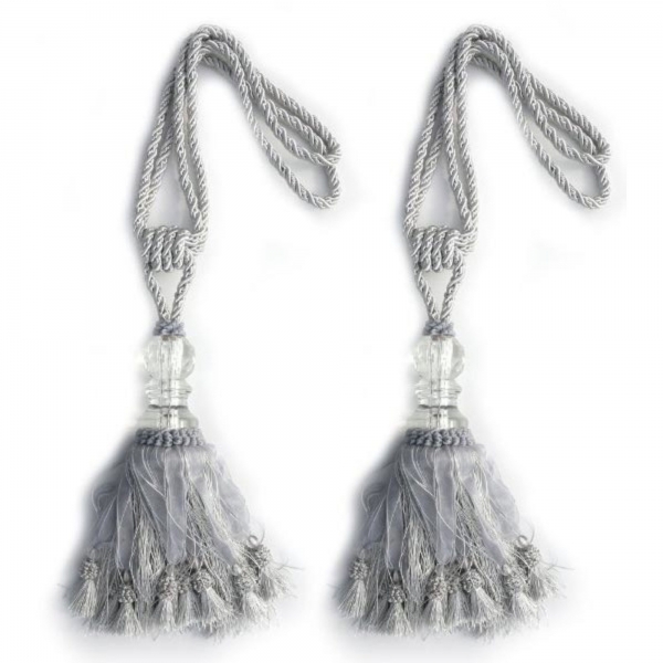 Silver Tassel with Crystal - pair
