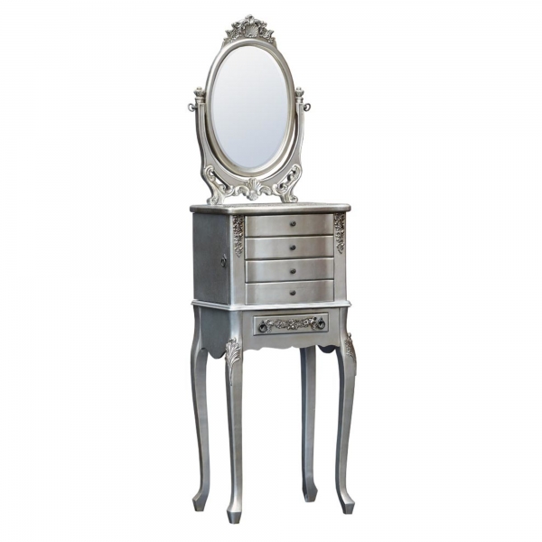 Boudioir Provence Cabinet with Mirror - Silver
