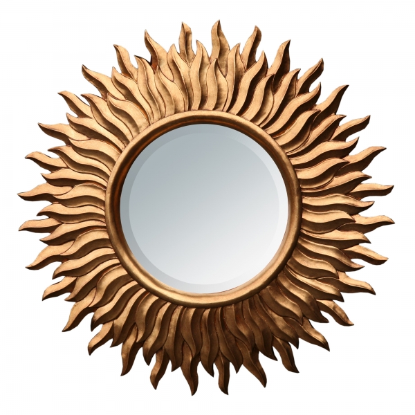Sunburst Antique Gold Round Bevelled Decorative Wall Bedroom Hall Mirror