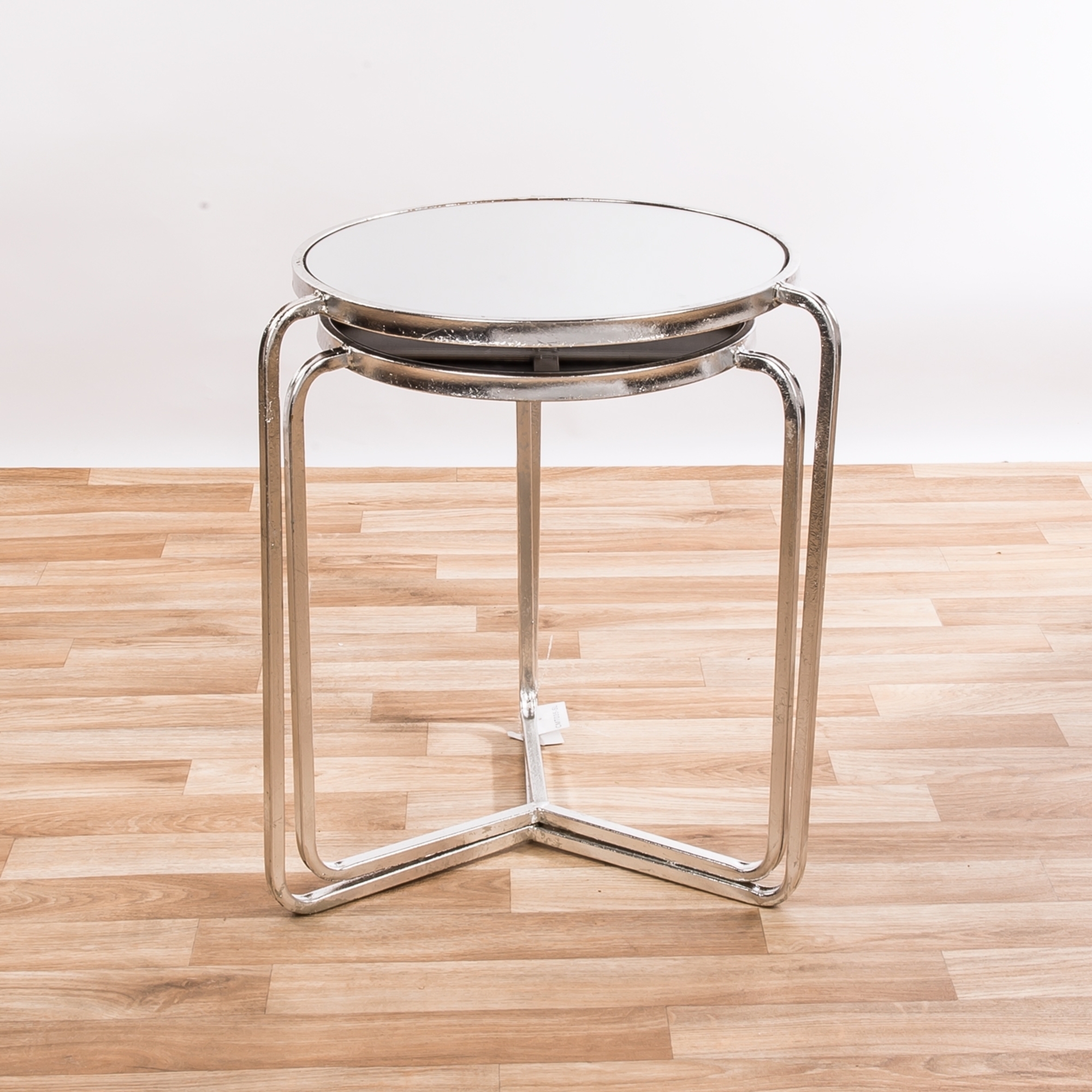 Silver Gilt Leaf Parisienne Set of two Mirrored Metal Nesting Tables - EXTRA PACKAGE