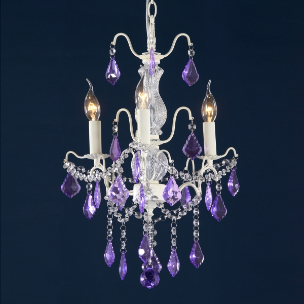 Charlotte 3 Light Chandelier - Cream Crack and Purple