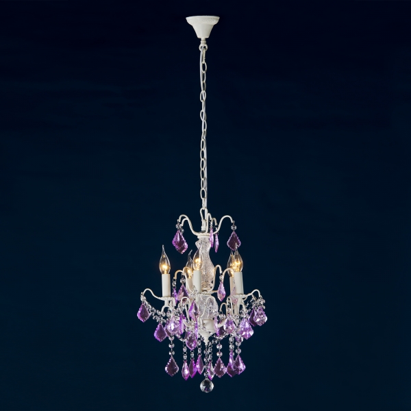 Charlotte 5 Light Chandelier - Cream Crack and Purple