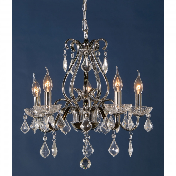 Vintage 5 Light Chandelier - Chrome and Clear