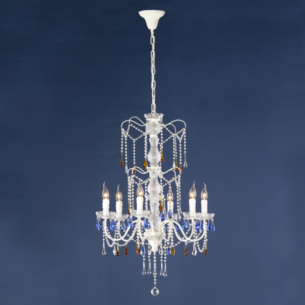 Vintage 6 Light Chandelier - Antique Cream and Clear