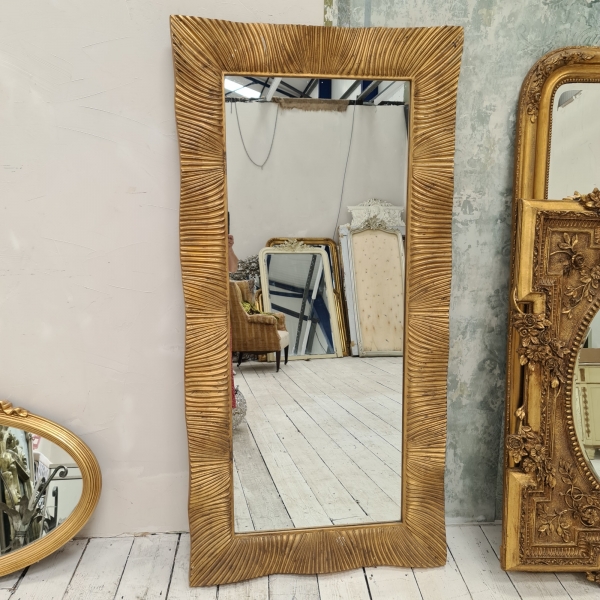 Antique Gold Tall Full Length Floor Standing Decorative Wall Wave Mirror