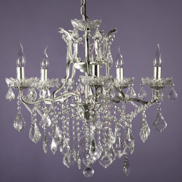 Vivianne 5 Light Chandelier - Antique Silver