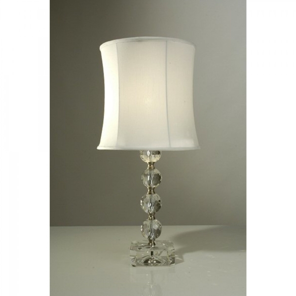 Crystal Table Lamp, White Shade