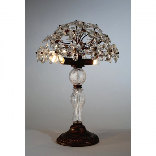  Flower Crystal Table Lamp - Bronze and Clear