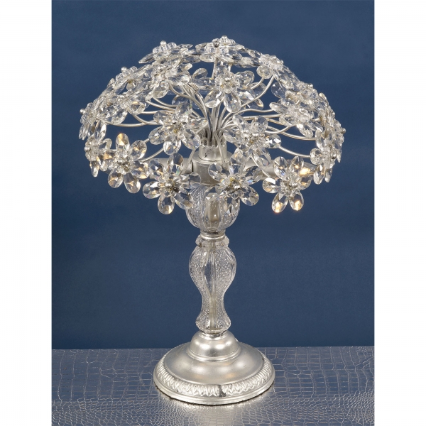 Flower Crystal Table Lamp - Silver and Clear