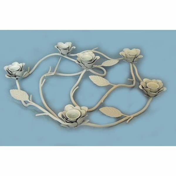 Antique White Iron Candle Holder 