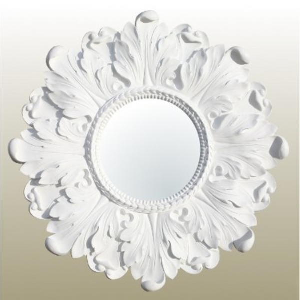 Painted White Clay Paint frame with convex mirror 
