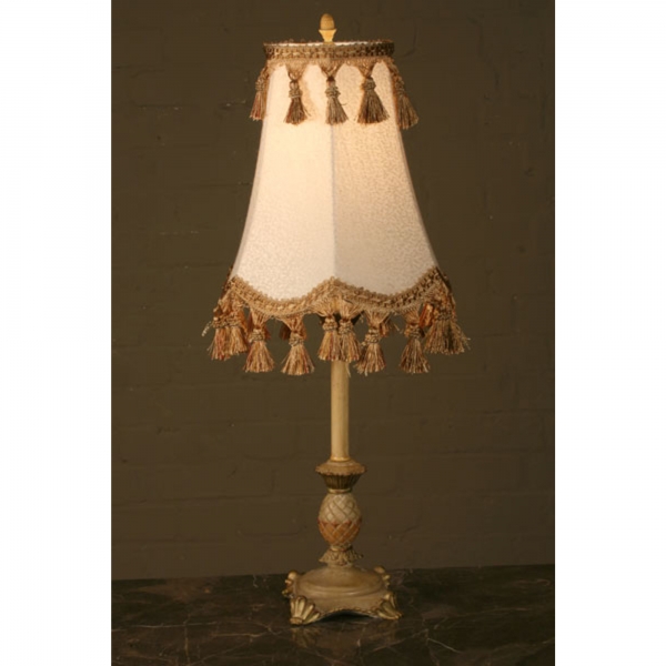 Brown Table Lamp, Cream Shade Gold Trim