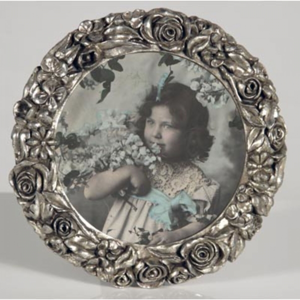 Silver Gilt Leaf Round  Photo Frame