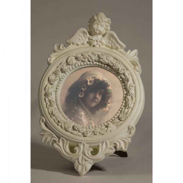 White Clay Paint Round Photo Frame 