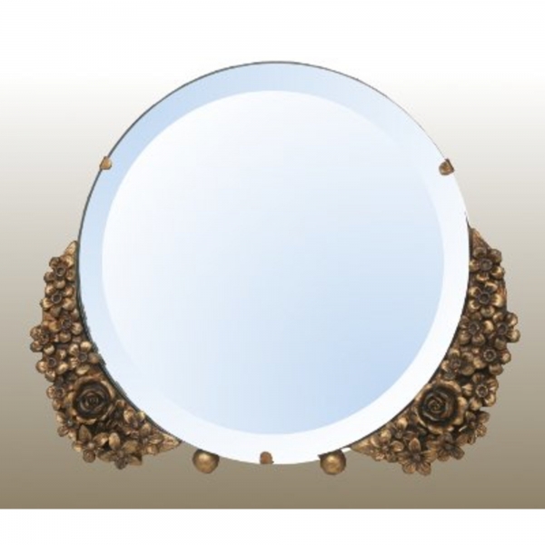 Barbola Floral Gold Gilt Leaf Round Decorative Table or Wall Bedroom Mirror