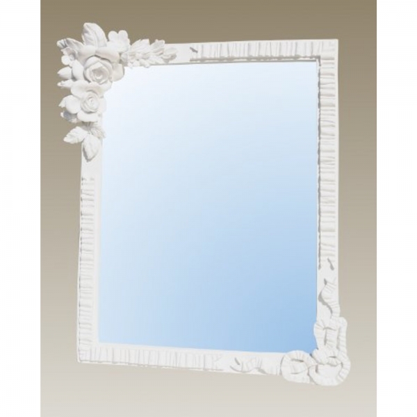 Barbola Floral White Chalk Paint Decorative Table or Wall Bedroom Mirror