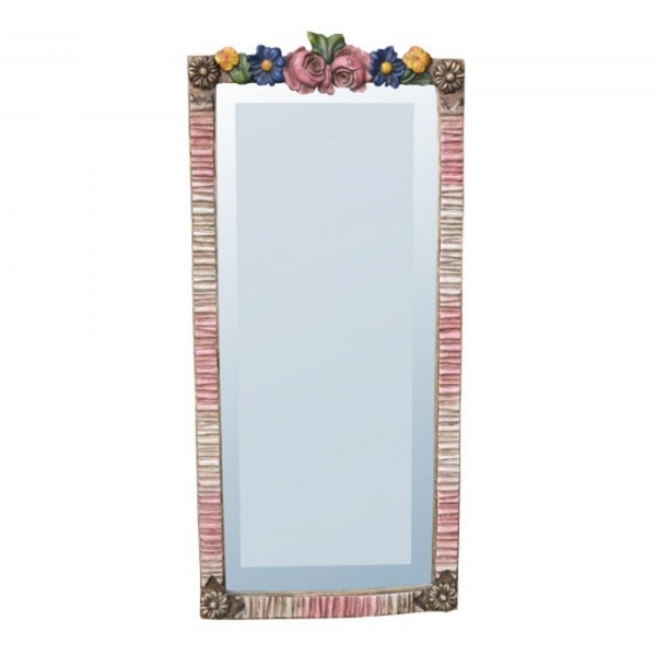 Barbola Floral Multicolour Bevelled Decorative Table or Wall Bedroom Mirror