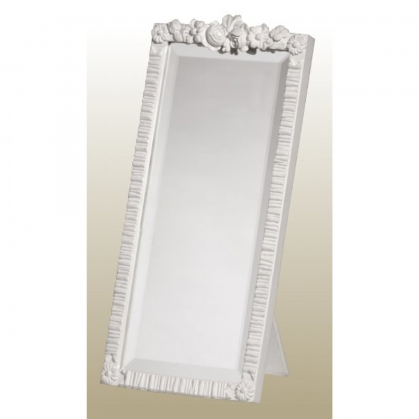 Barbola Floral White Chalk Paint Decorative Table or Wall Bedroom Mirror
