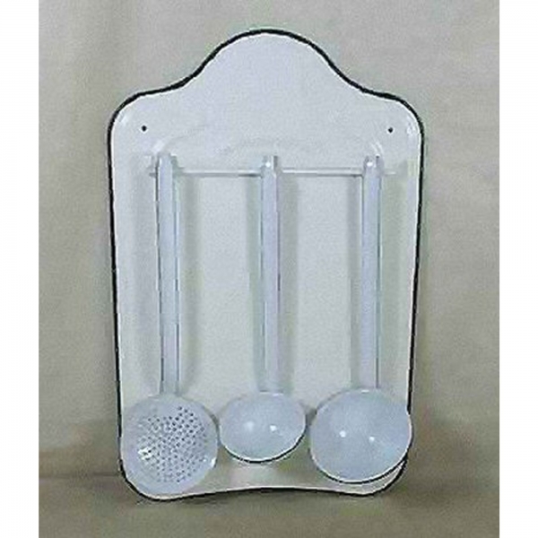 White Enamel Kitchen Utensil Holder