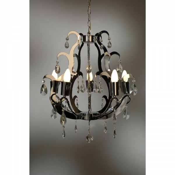 Acrylic Cut 5 Light Chandelier - Chrome and Clear