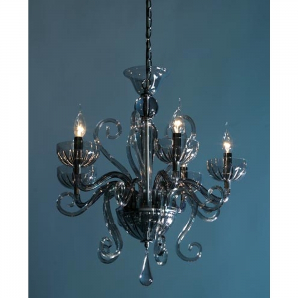 Swirl 5 Light Chandelier - Smokey Grey
