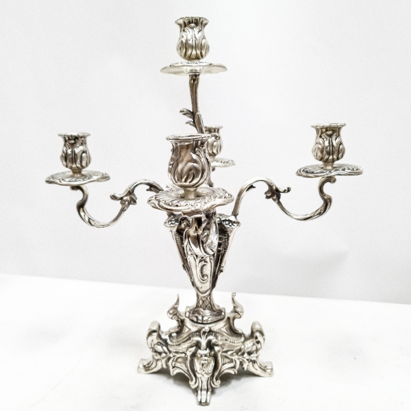 Bronze Silver 5 Candle Holder