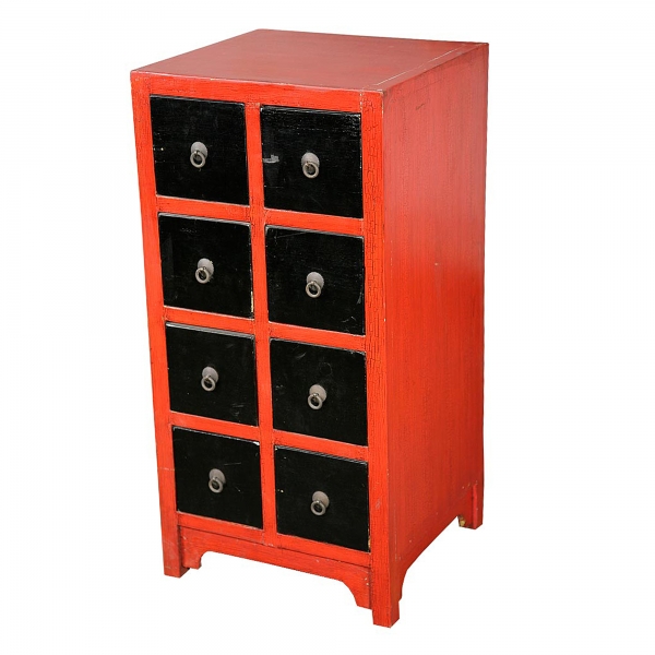 Lou Lan Chest of Drawers - Red and Black