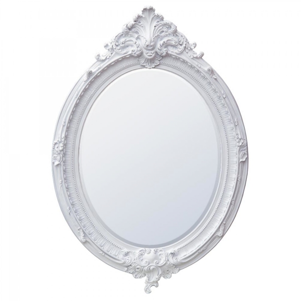 White Clay Paint Oval  Bevelled Mirror 