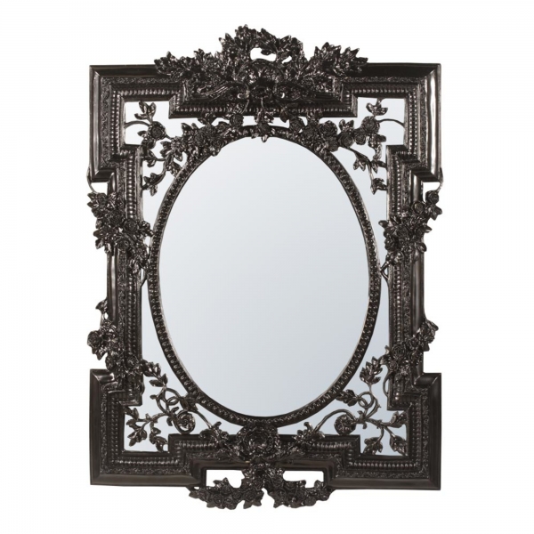 Florette Black Clay Paint Bevelled Mirror 