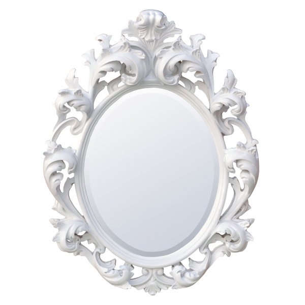 Baroque White Oval Bevelled Mirror