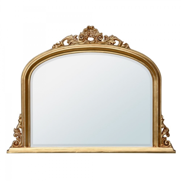 Georgiana Gold Gilt Leaf Bevelled Overmantle Mirror