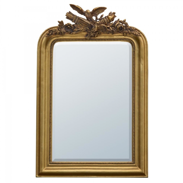 Gold Gilt Leaf Birds & Quiver Bevelled Decorative Wall Bedroom Hall Mirror
