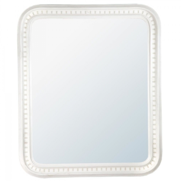 Louis Philippe White Etched Overmantel Clay Paint bevelled Mirror