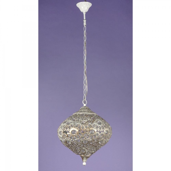 Jewelled Antique White  Chandelier