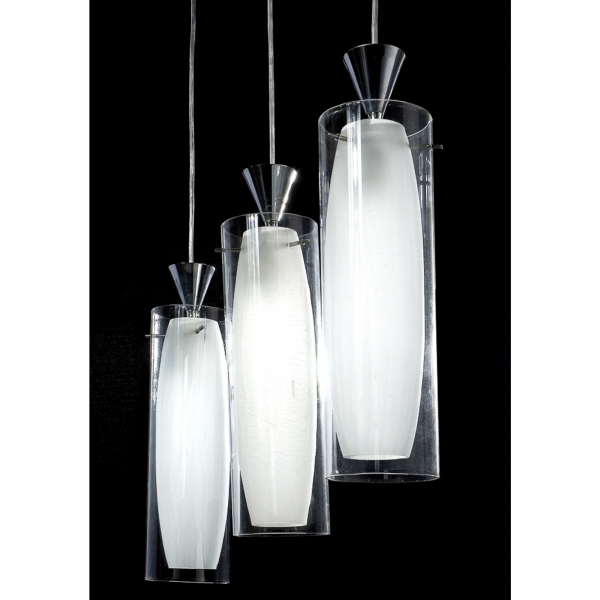 Contemporary White and Clear Pendant Light 