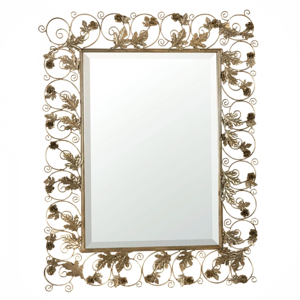 Hibiscus and Swirls Metal Mirror - Antique Bronze