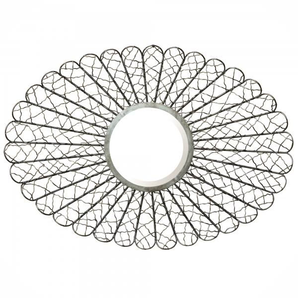 Sunburst Cobweb Style Wall Mirror - Silver