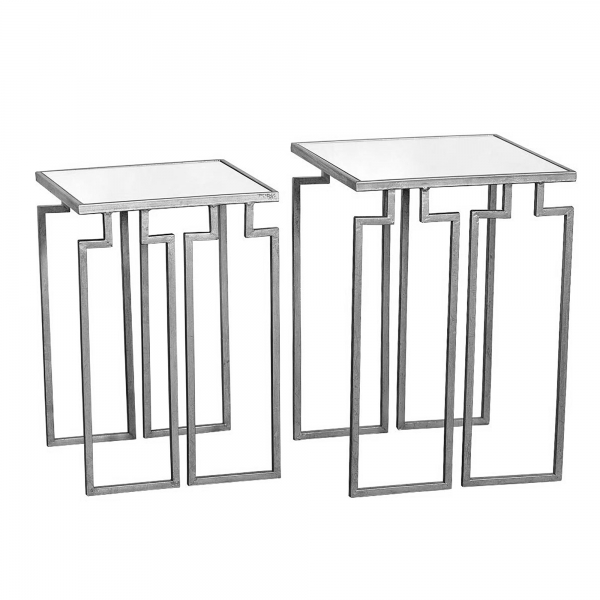 Gin Shu Metal Nest of Tables - Silver Gilt Leaf