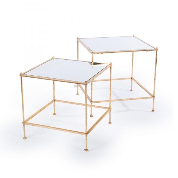 Gin Shu Metal Nest of Tables - Gold Gilt Leaf