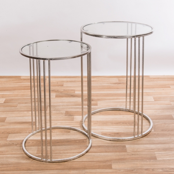 Gin Shu Metal Nest of Tables - Silver Gilt Leaf