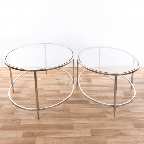 Gin Shu Metal Nest of Coffee Tables - Silver Gilt Leaf