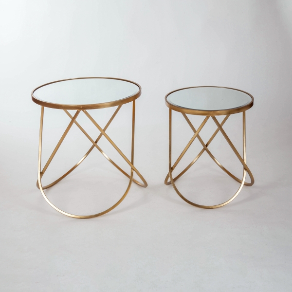 Gin Shu Metal Nest of Tables - Gold Gilt Leaf