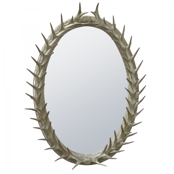 Antler Framed Champagne Silver Decorative Wall Bedroom Hall Mirror