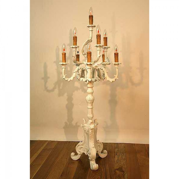 Floor Standing 9 Arm Candelabra - Antique White