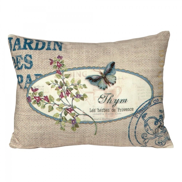 Vintage Primavera Cushion Linen with Butterfly