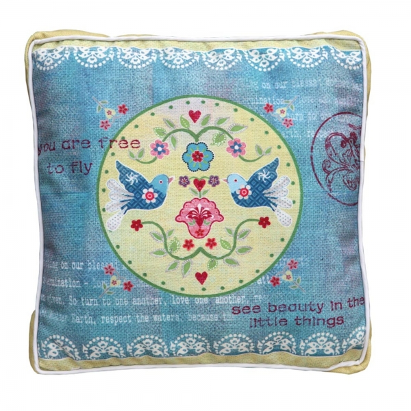 Vintage Primavera Cushion with Love Birds