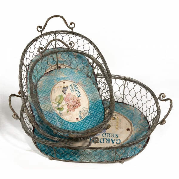 Vintage Primavera Metal Tray Set of 3